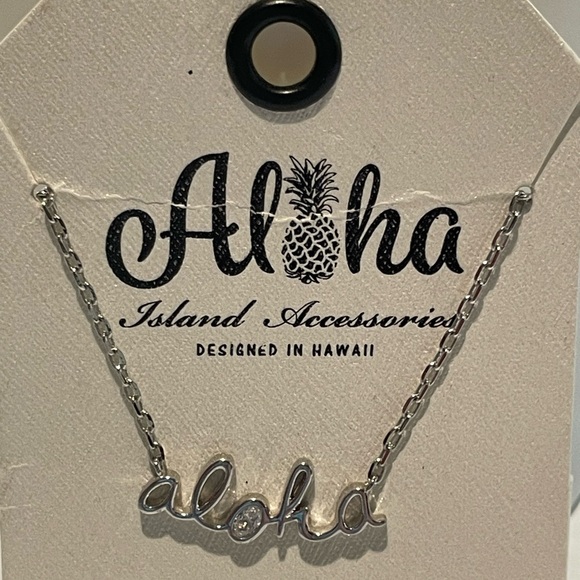 Aloha Island Accessories Jewelry - Adjustable Aloha Script Silver Bracelet with Bling in the “o”